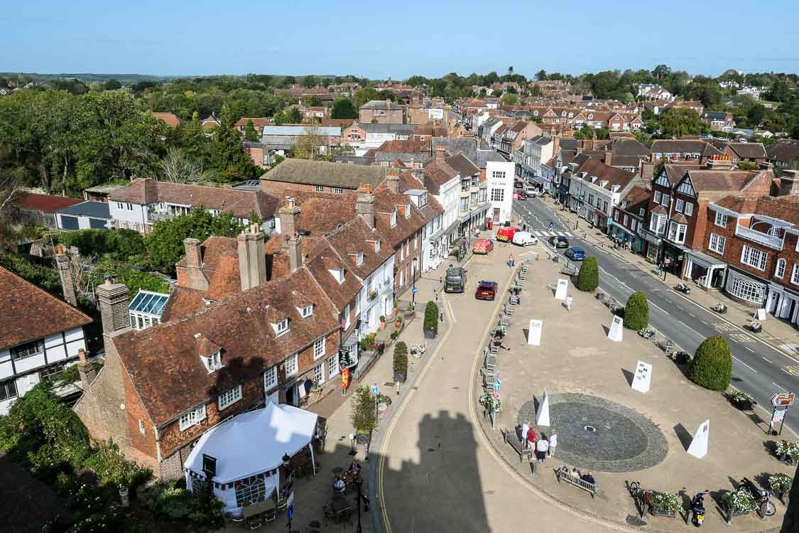 View of Battle High Street from above, taken from Battle Abbey